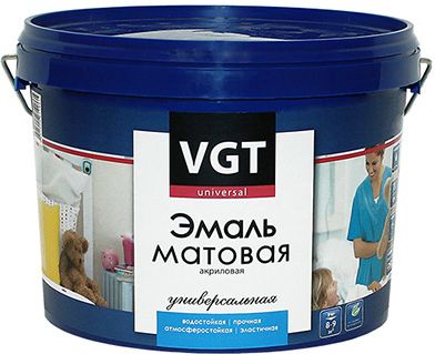 Эмаль акриловая VGT универсальная, супербелая, база А, 1.5 кг купить в СОМ