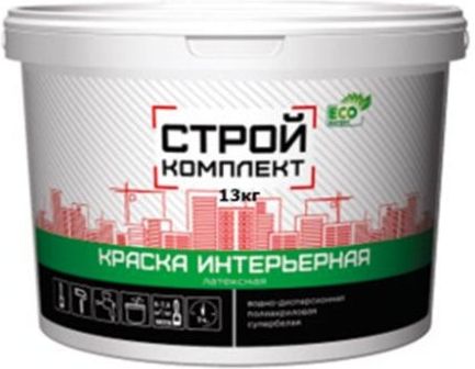 Краска акриловая Стройкомплект интерьерная, белая 13 кг купить в СОМ