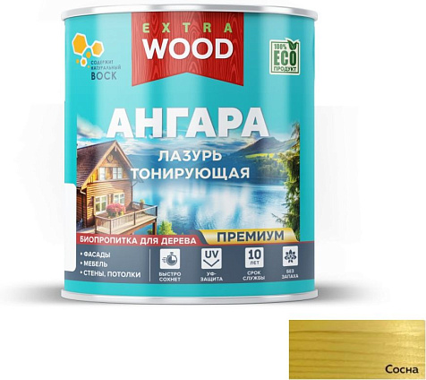Лазурь акриловая Ангара Wood Extra, тонирующая, сосна, 2,5 л купить в СОМ