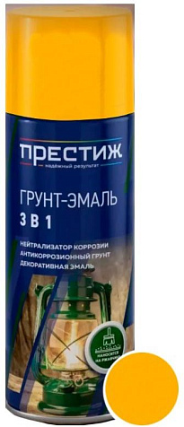 Грунт-эмаль аэрозоль Престиж, RAL1018 желтый, 520 мл купить в СОМ