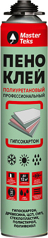 Клей-пена полиуретановый MasterTeks профессиональный, для гипсокартона, 750мл купить в СОМ