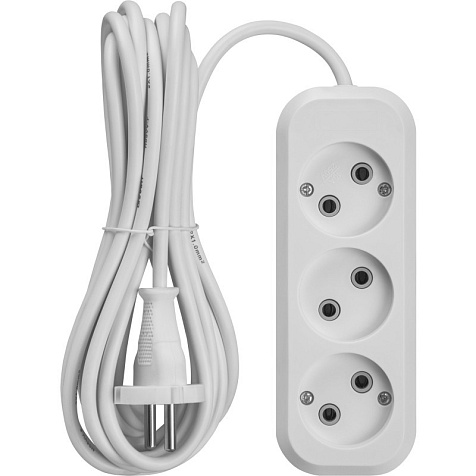 Удлинитель ОНЛАЙТ OPE-S-03-150-X-2х1   3 гн, 1.5 м, без заземления, 10А, IP20, белый купить в СОМ