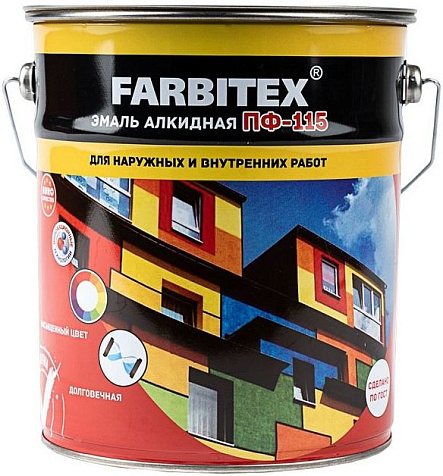 Эмаль ПФ-115 Farbitex, синяя, 5 кг купить в СОМ
