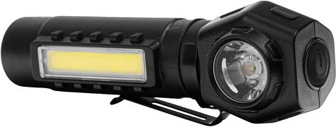 Фонарь налобный аккумуляторный Camelion LED53408 акк.3.7V XPE1W+COB3W 3реж, магн/клипса, Type-C, черный купить в СОМ