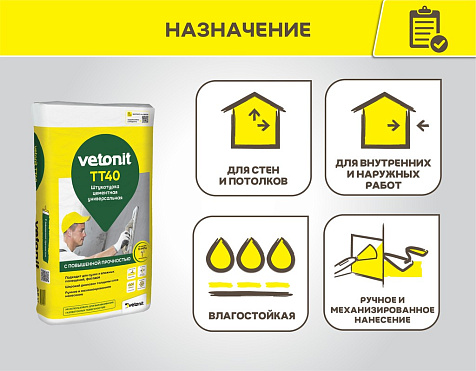 Штукатурка цементная Vetonit TT 40, 25 кг купить в СОМ