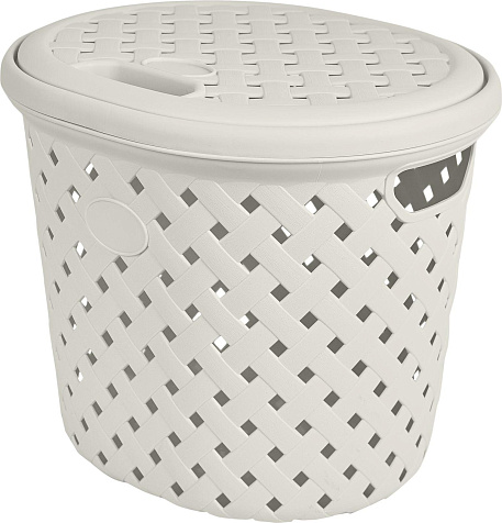 Корзина для белья Rattan 14л с крышкой молочный PT408811048 Plast Team купить в СОМ