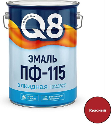 Эмаль ПФ-115 Formula Q8, красная, 10 кг купить в СОМ
