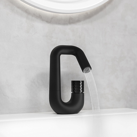 Смеситель для раковины Iddis Twist TWIBLBTi01, латунь, черный матовый купить в СОМ