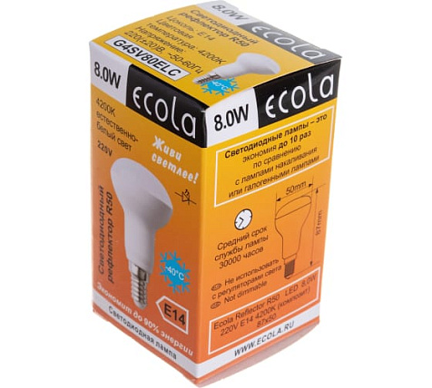 Лампа светодиодная R50  8Вт , Е14 4200 87х50 G4SV80ELC/Экола купить в СОМ