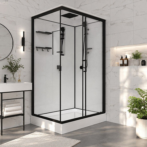 Кабина душевая Triton Рич-Блэк А, 120 х90 см, низкий поддон, правая купить в СОМ