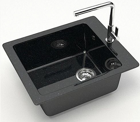Мойка каменная Granit Bergg, Линди Z8Q4, 500х425х195 мм, черная купить в СОМ