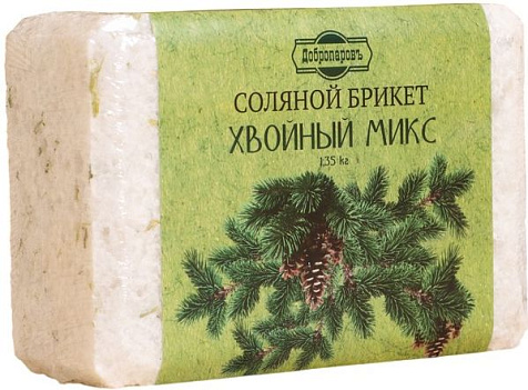 Брикет соляной Хвойный микс ель, сосна, пихта 1.35кг Добропаровъ купить в СОМ