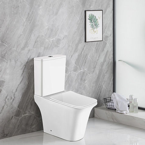Унитаз-компакт Azario Avero AZ-1213A/3121G, безободковый, белый, сиденье микролифт купить в СОМ