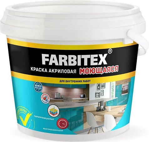 Краска акриловая Farbitex, моющаяся, 13 кг купить в СОМ