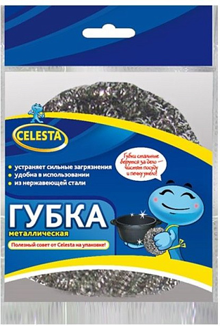Губка Celesta для посуды металлическая 1шт купить в СОМ