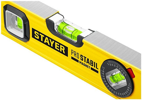 Уровень STAYER Profi, алюминиевый, магнитный, с ручкой, 3 глазка, 800мм купить в СОМ