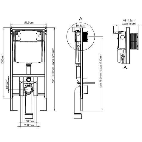 Инсталляция Loranto Prestige 4551, унитаз Azario Teramo AZ-0053 SP, сиденье микролифт, без кнопки купить в СОМ