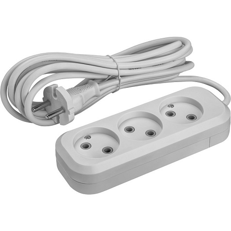 Удлинитель ОНЛАЙТ OPE-S-03-150-X-2х1   3 гн, 1.5 м, без заземления, 10А, IP20, белый купить в СОМ
