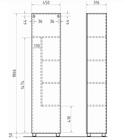 Пенал напольный Vigo Geometry 450, бетон купить в СОМ