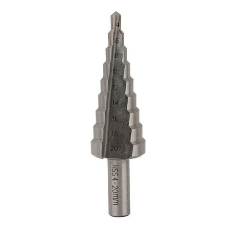 Сверло по металлу ступенчатое КУРС, сталь HSS, 4-20мм, 9ступеней купить в СОМ