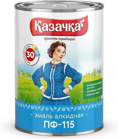 Эмаль ПФ-115 Казачка, глянцевая, серая, 0.9 кг купить в СОМ