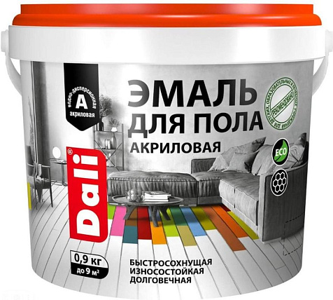 Эмаль акриловая Dali, для пола, серый, 0.9 кг купить в СОМ