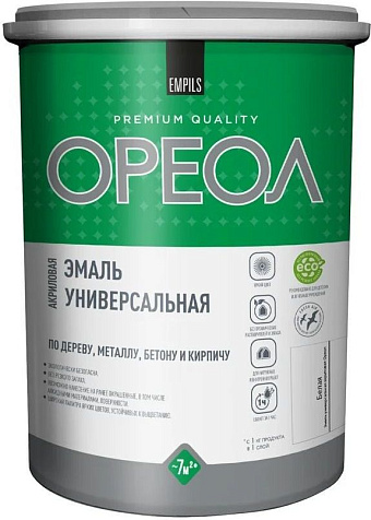 Эмаль акриловая Ореол, белая матовая, 1.1 кг купить в СОМ
