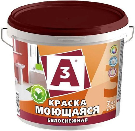 Краска акриловая А3, моющаяся, белоснежная,  7 кг купить в СОМ