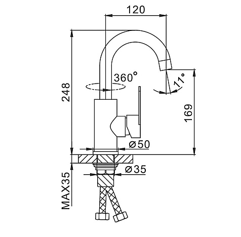 Смеситель для раковины Frap F1348, нержавеющая сталь купить в СОМ