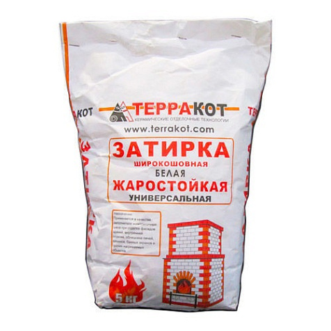 Затирка для плитки жаростойкая Терракот, 5 кг, белая купить в СОМ