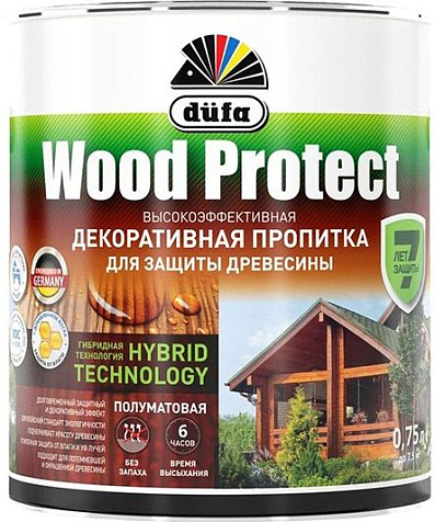 Пропитка защитно-декоративная Dufa WOOD PROTECT, сосна, 0.75 л купить в СОМ