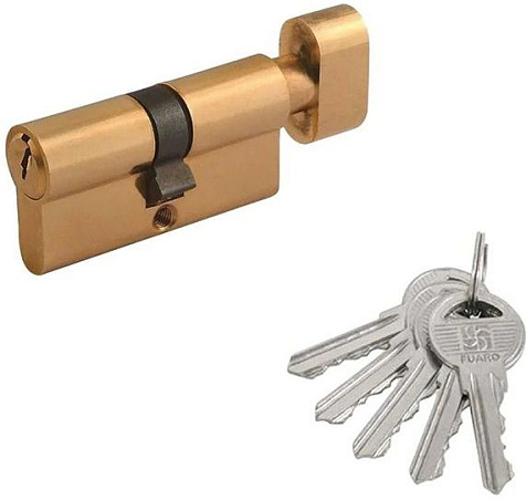Механизм цилиндровый FUARO 1000ZM Knob60(25+10+25) SSG сатинированное золото 5Key с вертушкой купить в СОМ