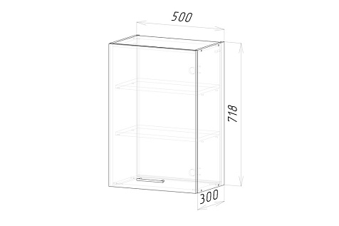 ШН.50.7У Шкаф навесной 1 дв.Короб Белый, Фасад Орегано, Ручки Скобы купить в СОМ