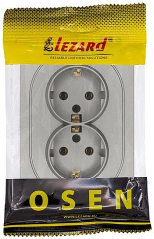Механизм розетки  LEZARD OSEN Осень 2 гнезда, с заземлением, серый матовый купить в СОМ