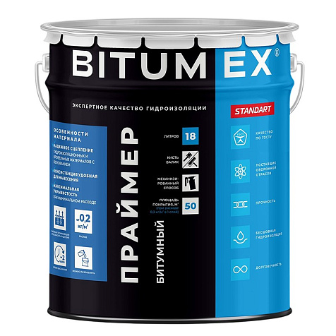 Праймер битумный Bitumex, ТУ, 18 л купить в СОМ
