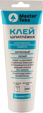 Клей-шпатлевка акриловый MasterTeks HomeMaster ТУБА, для потолков и декоративных элементов, белый, 400 г купить в СОМ