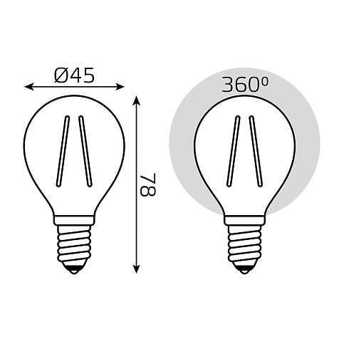 Лампа светодиодная Gauss Filament, Шар 9Вт, 680Lm, 2700К, Е14 купить в СОМ
