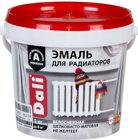 Эмаль акриловая для радиаторов Dali, белая, 1 л купить в СОМ