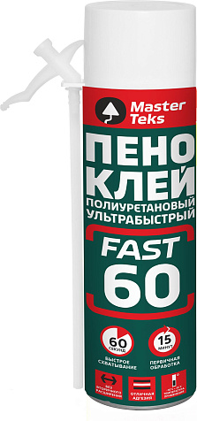 Клей-пена полиуретановый MasterTeks бытовой, ультрабыстрый, 350 мл купить в СОМ
