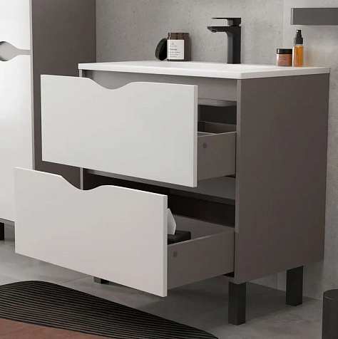 Тумба-умывальник Equil Smile 80.2Y, с раковиной Modul 80 купить в СОМ