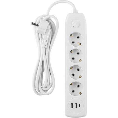 Удлинитель ОНЛАЙТ OPE-USB-04-300-ESC-3x1  4 гн, 2гн USB-A,1гн USB-С, 3 м, выкл СЗ 10А IP20 бел. купить в СОМ