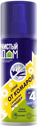Чистый дом Спрей от комаров 95мл с экстрактом ромашки купить в СОМ