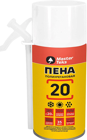 Пена монтажная MasterTeks 20 микро, бытовая, всесезонная, 285 мл купить в СОМ