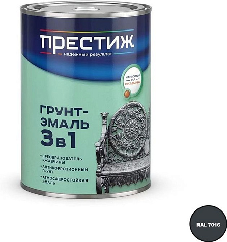 Грунт-эмаль Престиж 3 в 1, графитовый серый RAL7024, 1.9 кг купить в СОМ