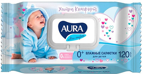Салфетки влажные Ultra comfort  алоэ и витамин Е 120шт для детей с крышкой купить в СОМ