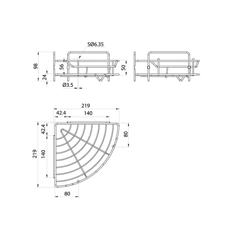 Полка для ванной Milardo Grid GRICC1CM44, угловая, одноэтажная купить в СОМ