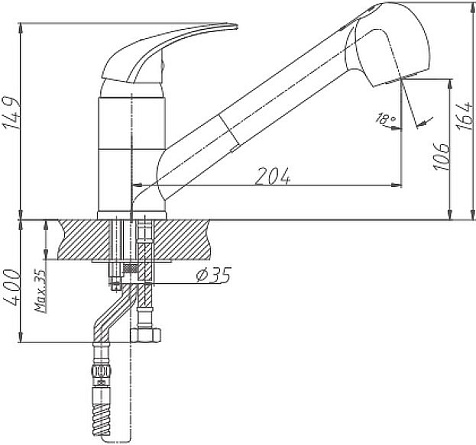 Смеситель для мойки Haiba HB6003, выдвижной купить в СОМ