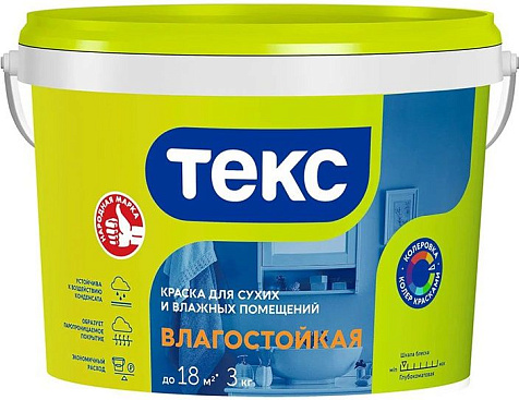 Краска влагостойкая ТЕКС Универсал, 3кг купить в СОМ
