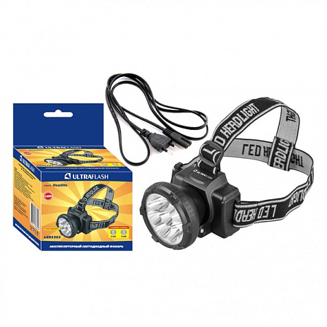 Фонарь налобный аккумуляторный Ultraflash LED5363, 1.2 Вт, 9 светодиодов, черный купить в СОМ