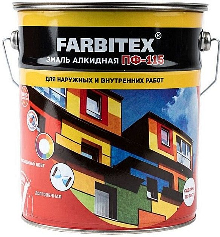Эмаль ПФ-115 Farbitex, красный, 10 кг купить в СОМ